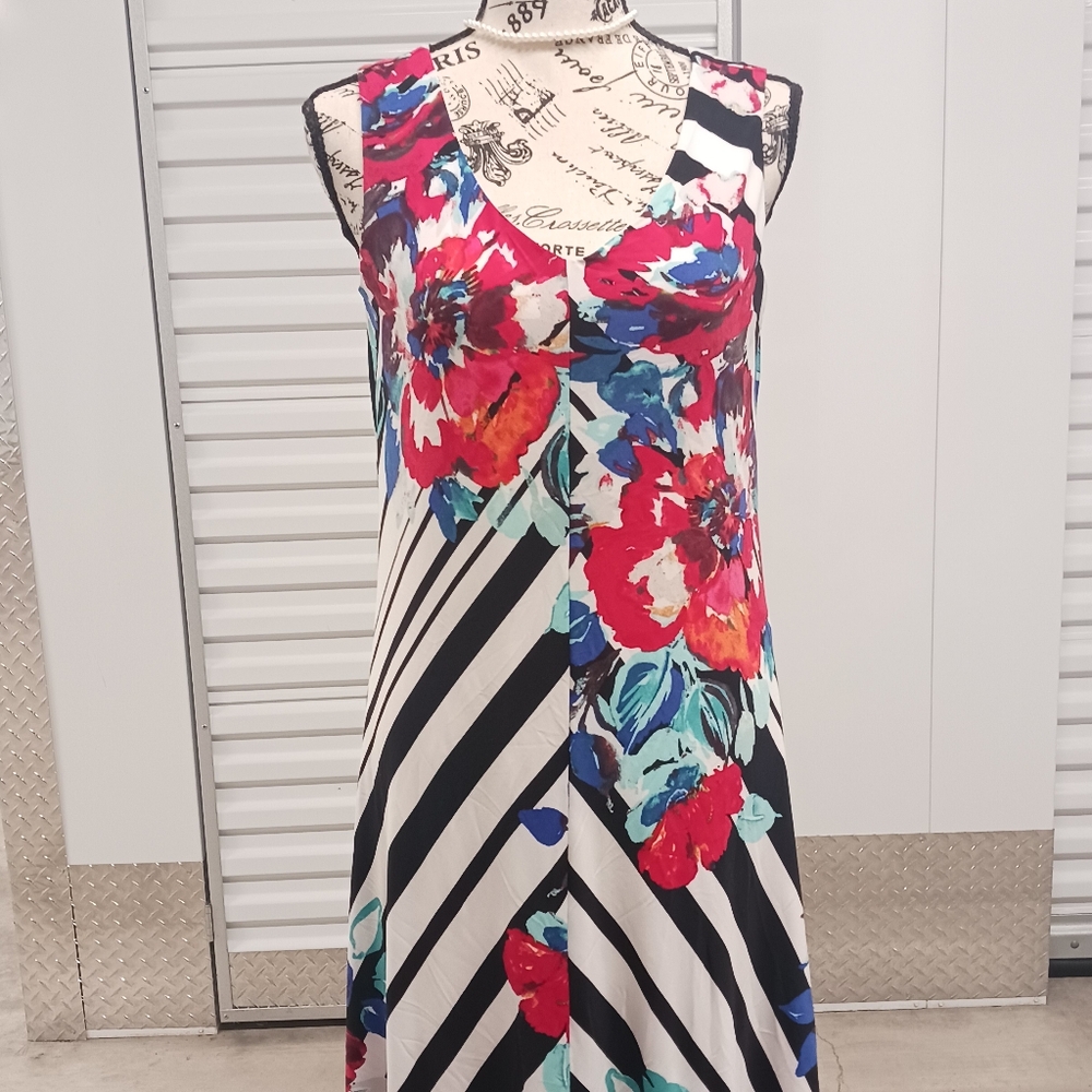 Cato Womens Multicolored Maxi Dress Patchwork Sleeveless Artsy Colorful Festive